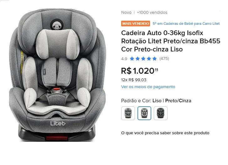 Cadeirinha / bebe conforto litet original Nova como da loja - Barata 
