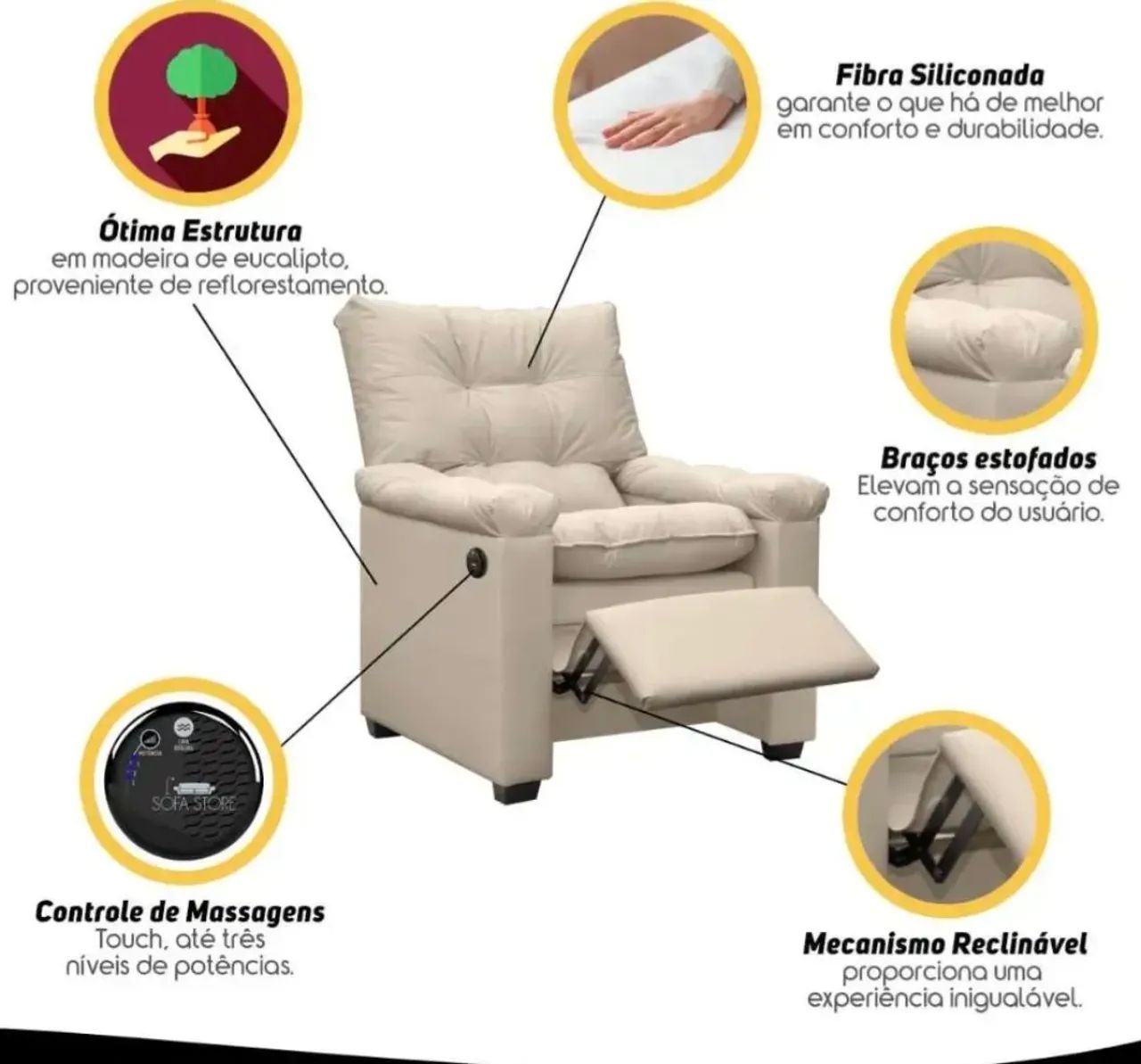 Poltrona reclináveis com massageador  - Foto 5