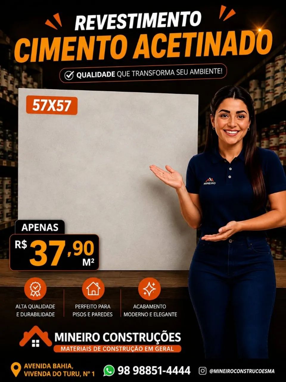 Piso cimento 57x57