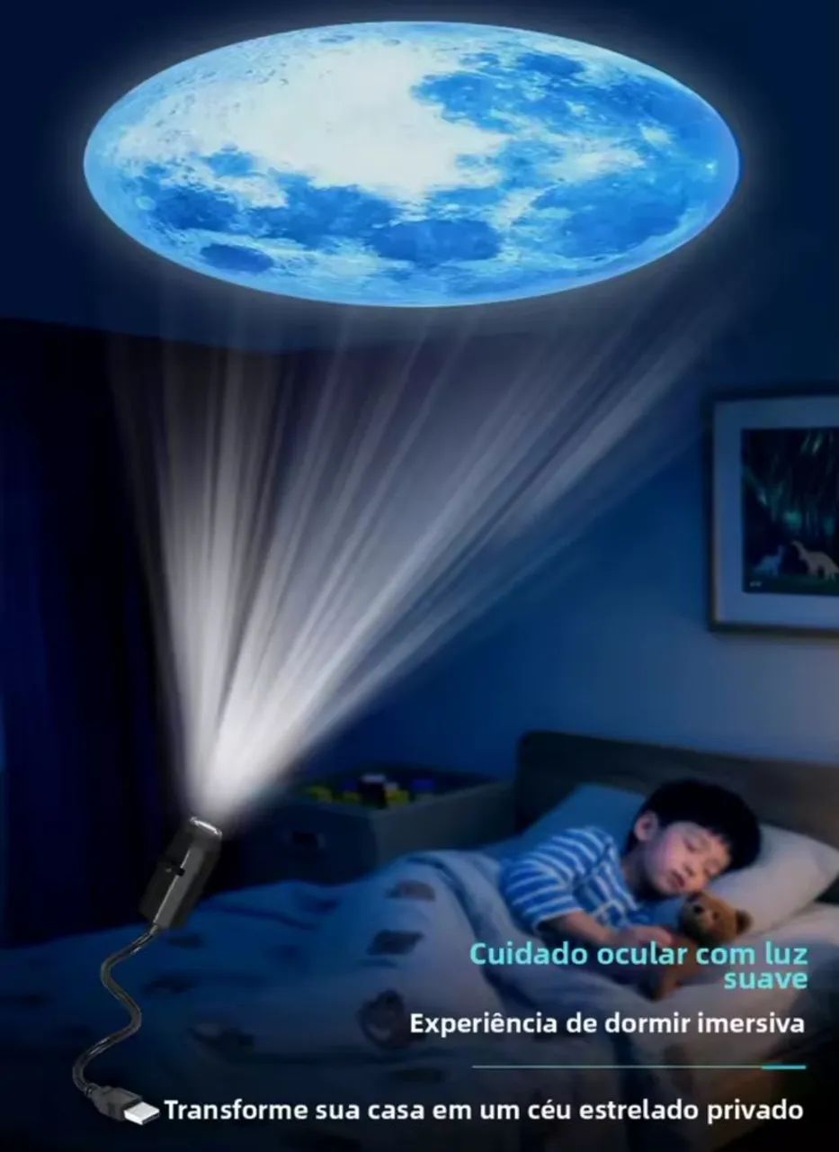 Luz atmosférica de projeção USB Lua - Foto 2