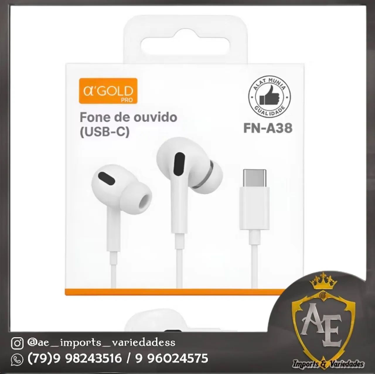 Fone de ouvido com fio Tipo C