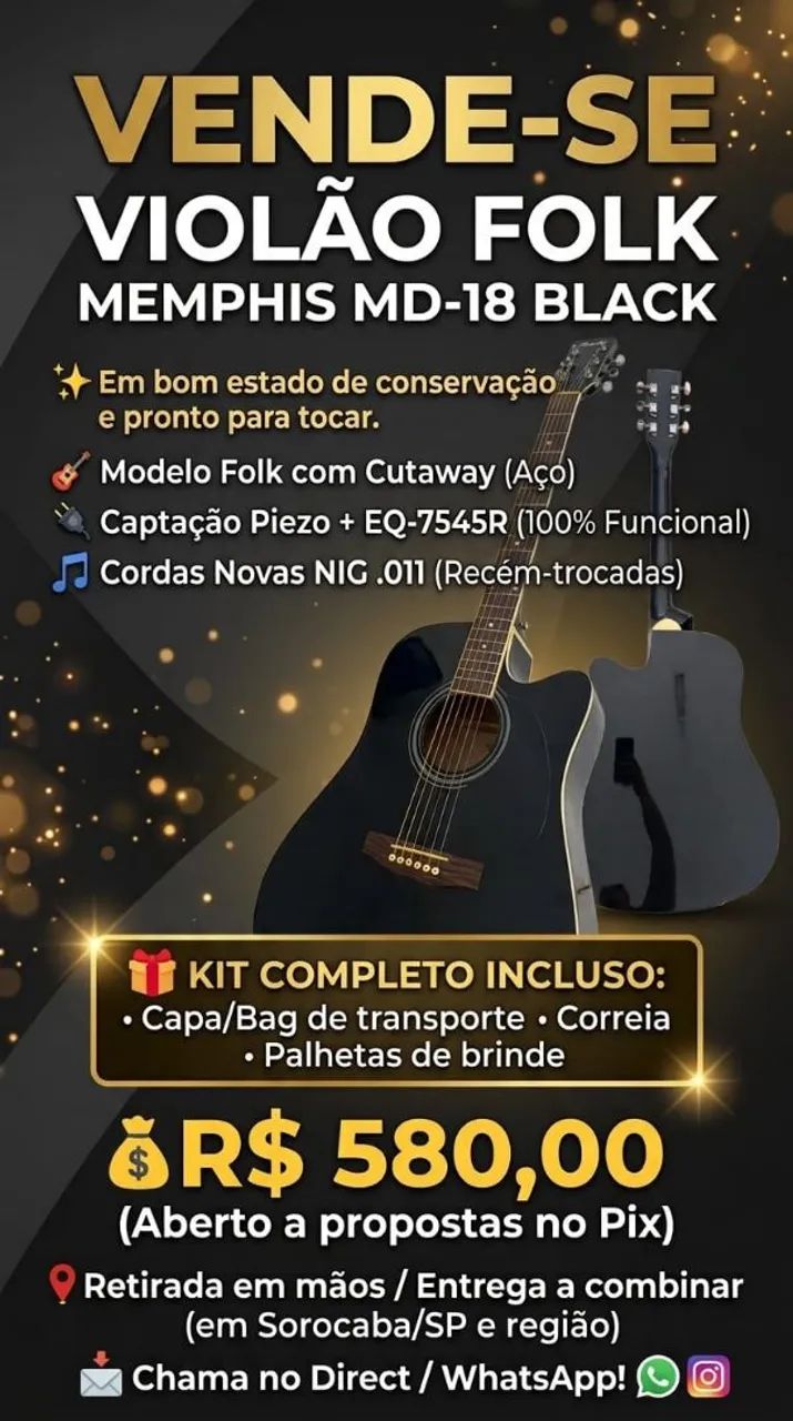 Vendo Violão Memphis MD-18