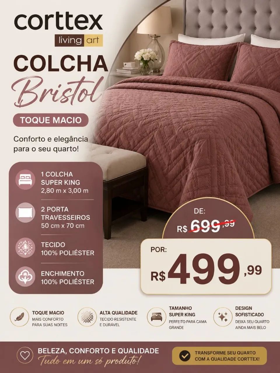 Colcha Bristol corttex super king 