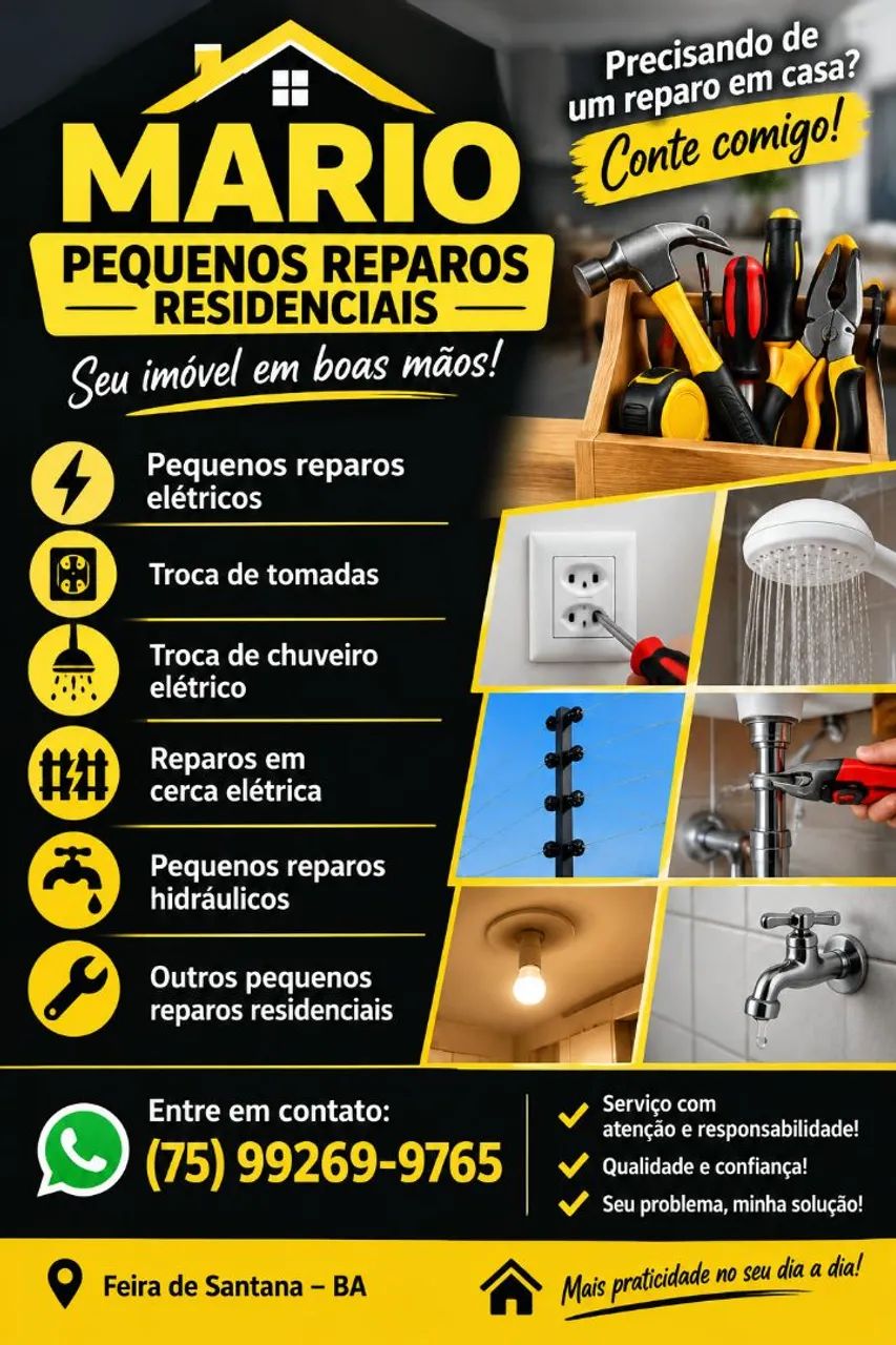 Realizamos pequenos reparos residenciais