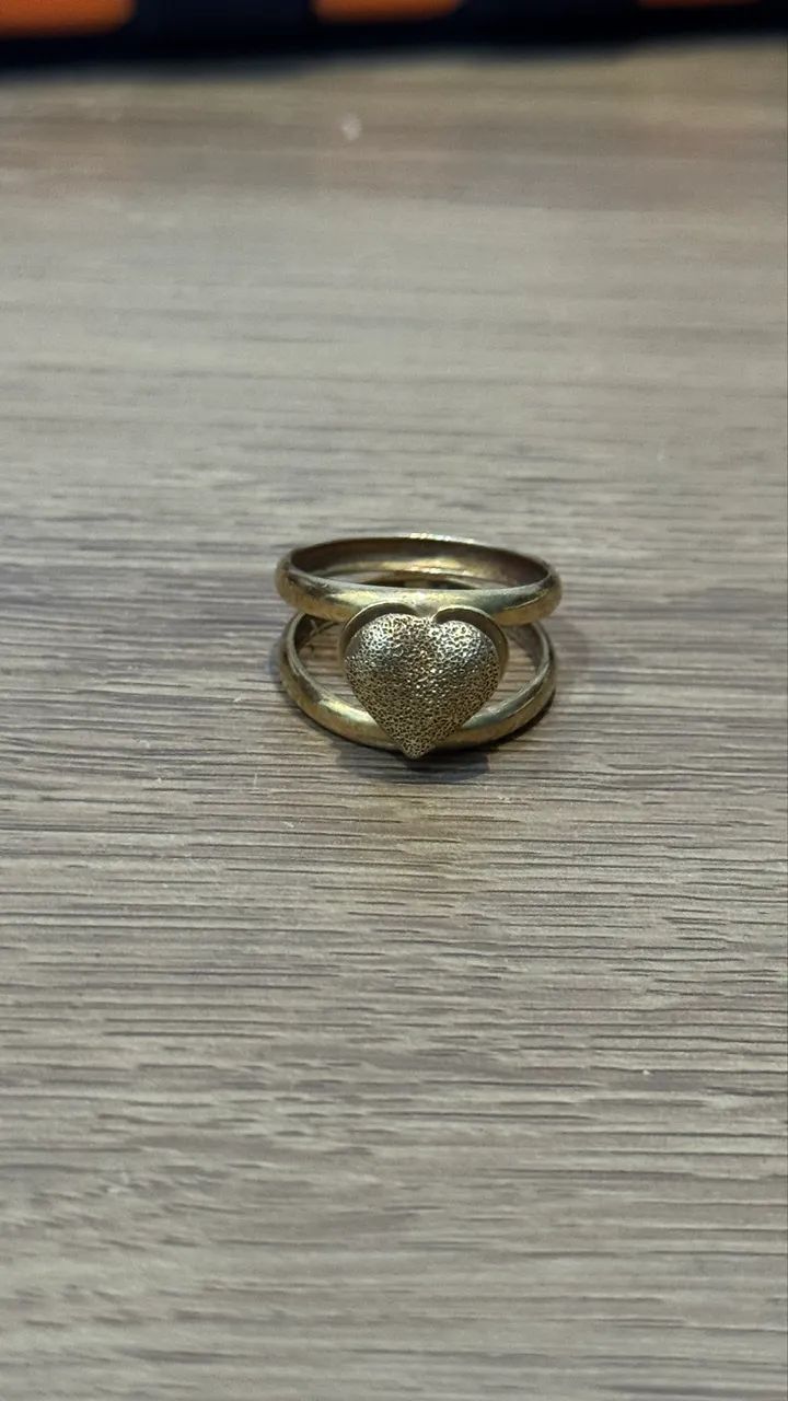 Anel com coração/ouro 18k - Foto 2