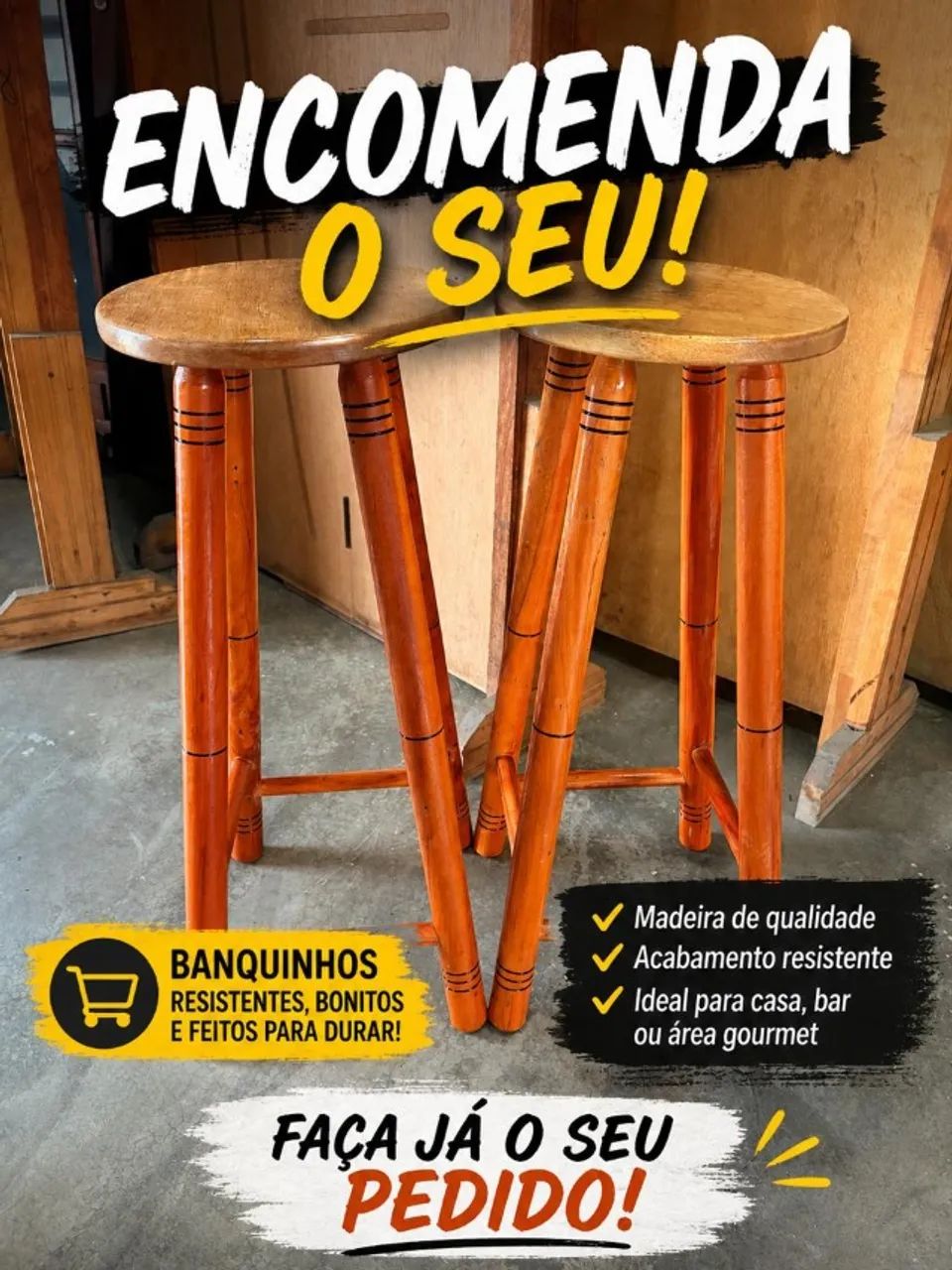 Banquinho de madeira  - Foto 2