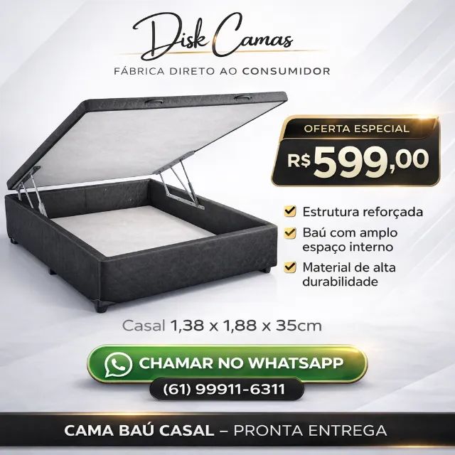 CAMA BAÚ CASAL COM QUALIDADE PREMIUM - APROVEITE ESSA OFERTA!