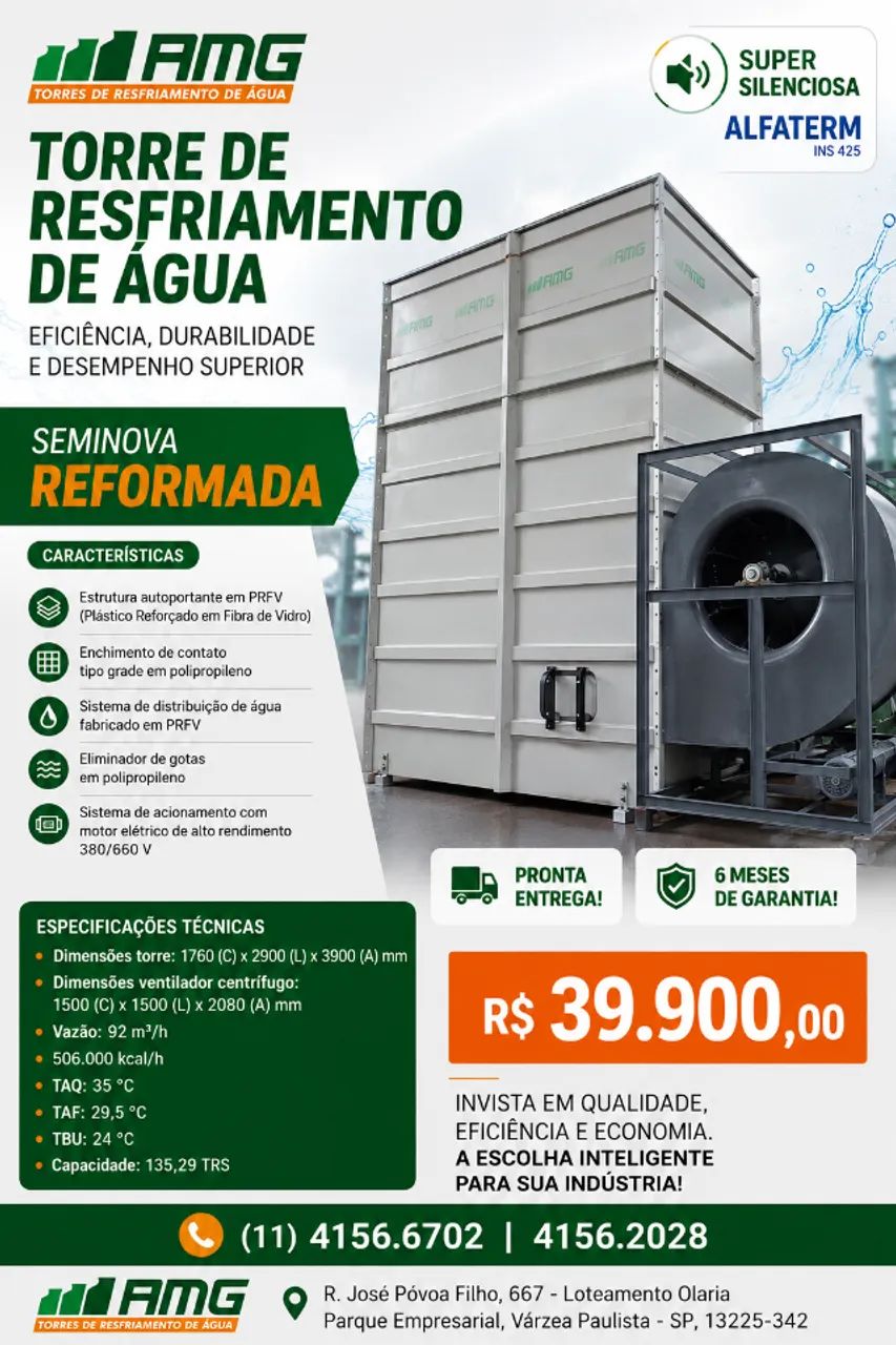 Torre resfriamento silenciosa Alfaterm INS 425 usada reformada garantia Pronta entrega - Foto 2