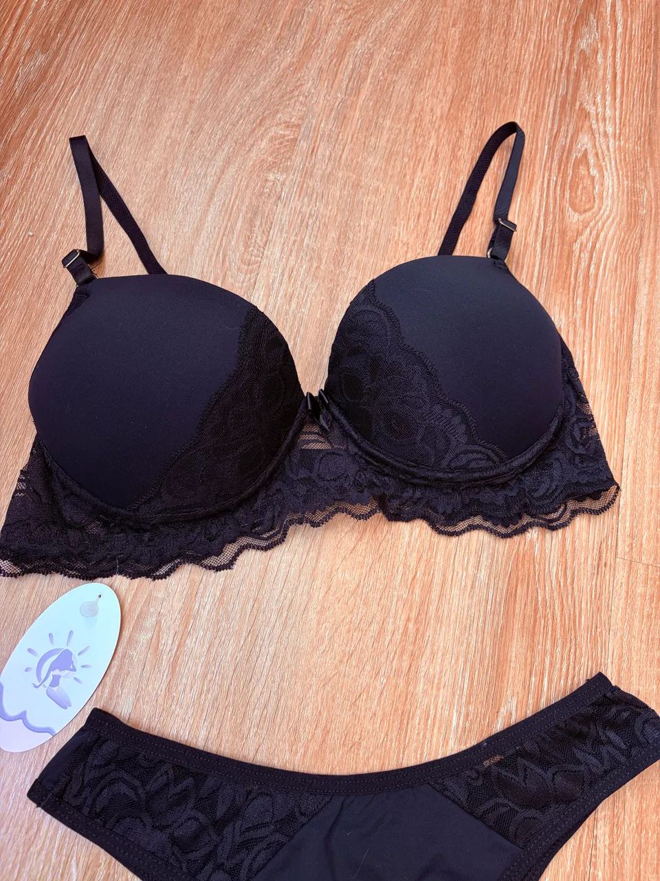 Conjunto de lingerie com renda, preta, tamanho G - Foto 4