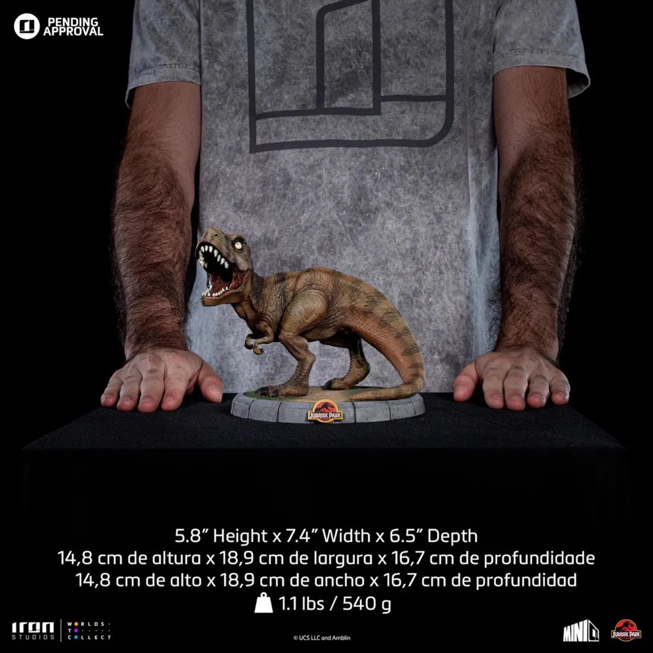 Estátua T-Rex 30TH Anniversary - Jurassic Park - MiniCo - Iron Studios