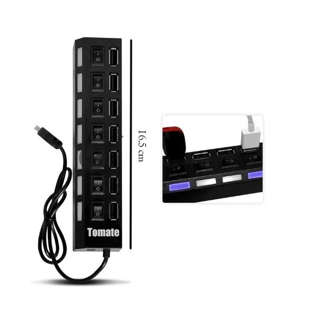 Hub Usb 7 Portas Chaveado Tomate - Foto 5