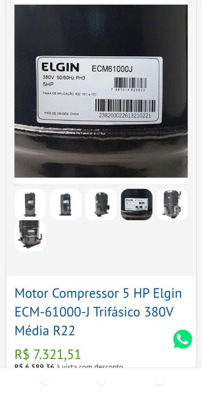 Motor Compressor 5hp Elgin  - Foto 2