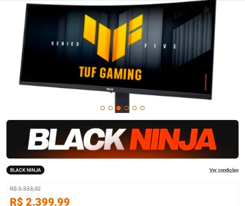 Monitor Asus Curvo 34 polegadas 250hz 