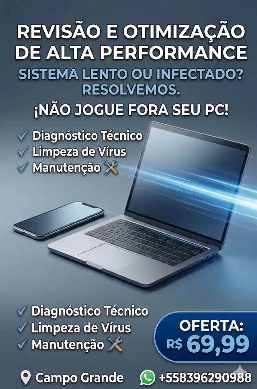 Manutenção , conserto Computadores, Laptops, telefones (Android)