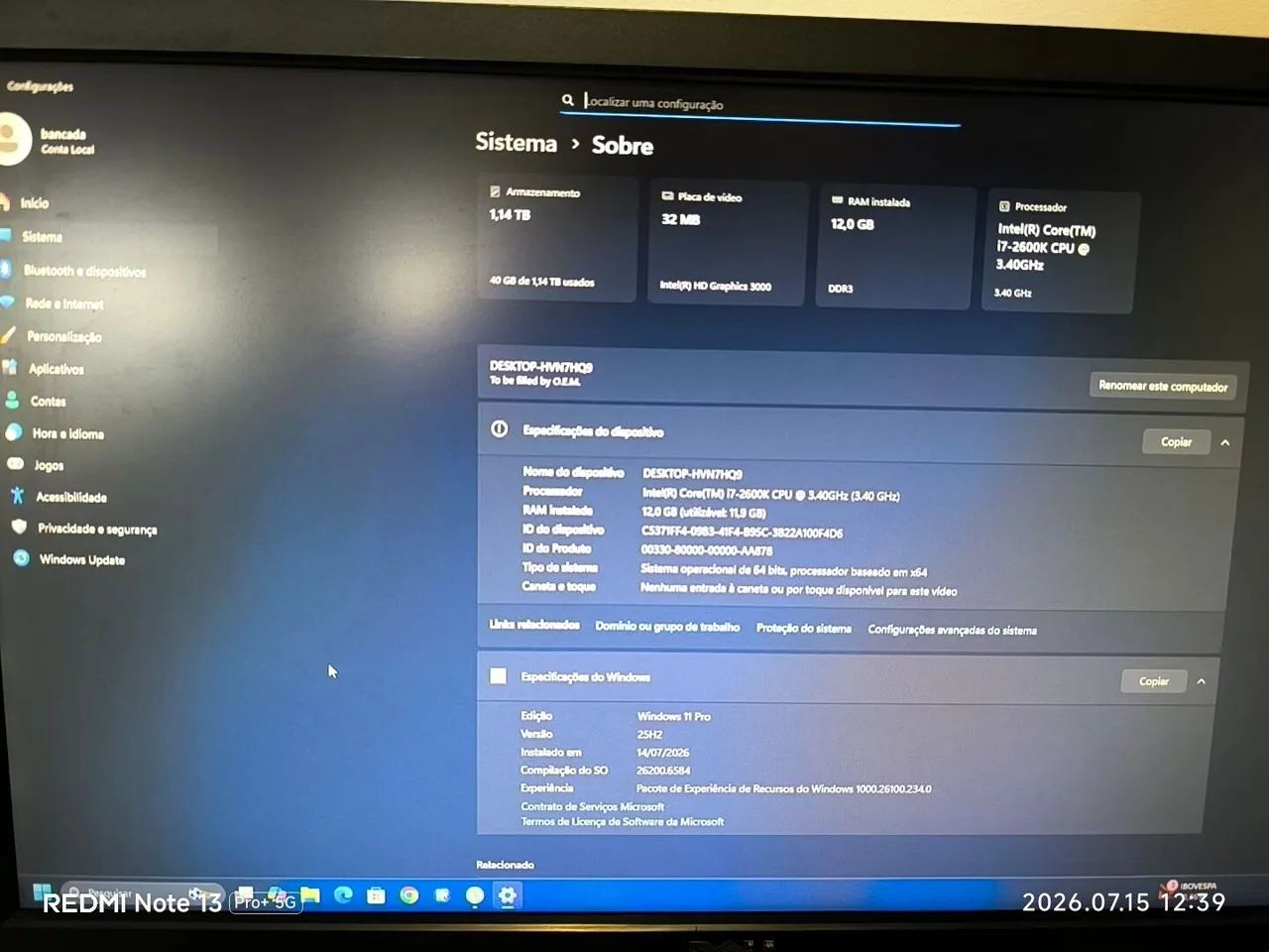 Desktop i7 / 12gb Ram / Nvme 256 / Hd 1tb - Foto 2