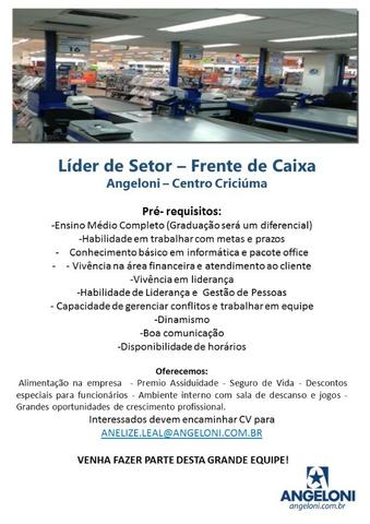 Líder de Setor - Frente de Caixa