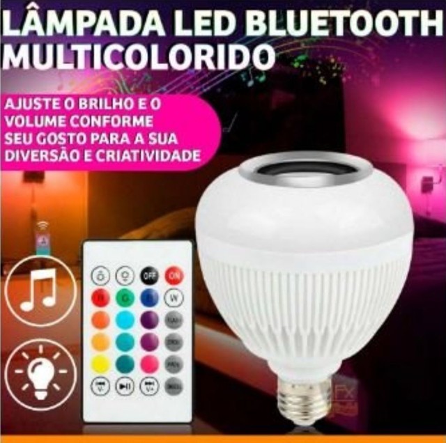 Lâmpada Bluetooth de LED Caixa De Som Mp3 Com Controle RGB 12W - Foto 4