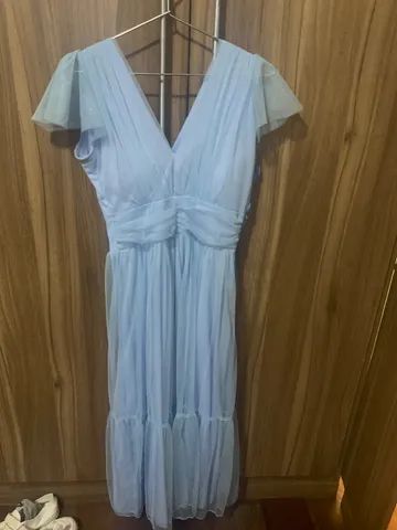 Vestido festa azul com brilho 