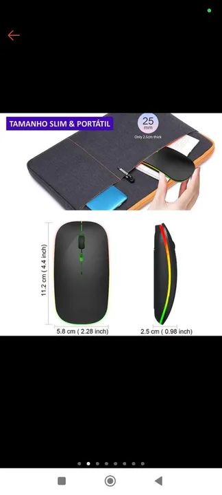 Mouse Sem Fio Recarregável, bluetooth e 2,4Ghz e Led - Foto 3