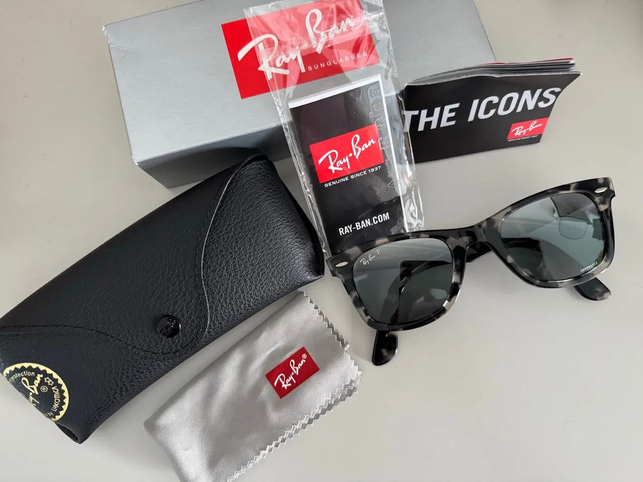 Original Óculos de Sol Ray-Ban Wayfarer 2140 Chromance - Foto 3
