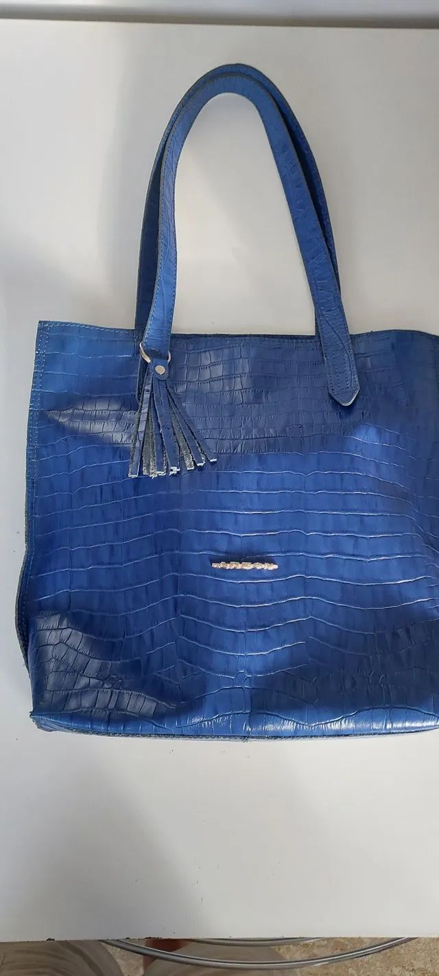Bolsa de couro azul, marca Arzzon. - Foto 4