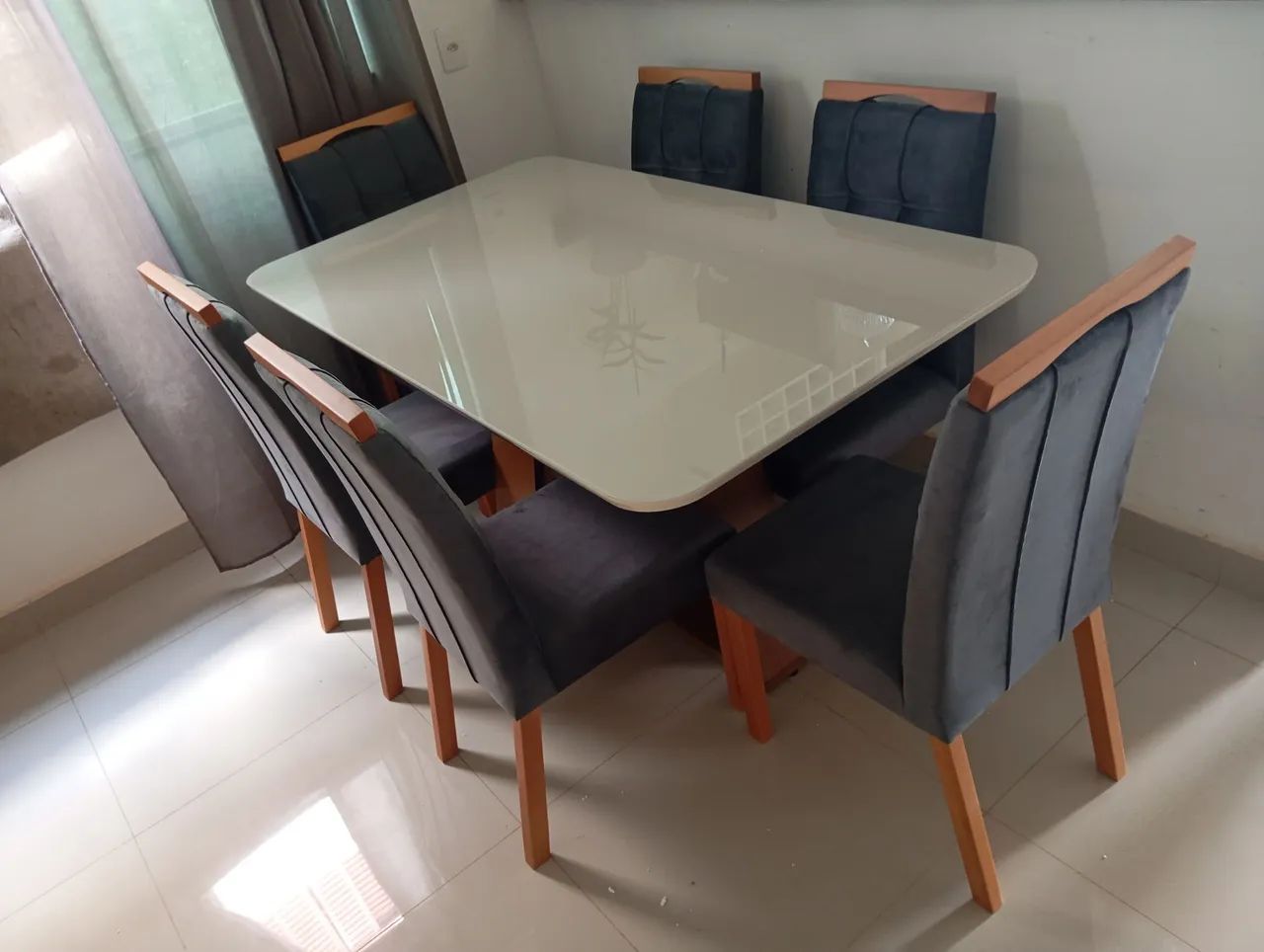 Mesa de Jantar com Tampo de Vidro 160x90 nova sterling - Foto 4