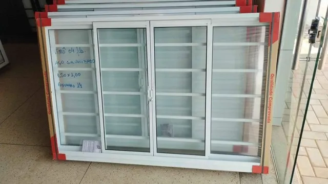 Vitro correr 120x100 req 12 Aço Branco com vidro Vitrolar