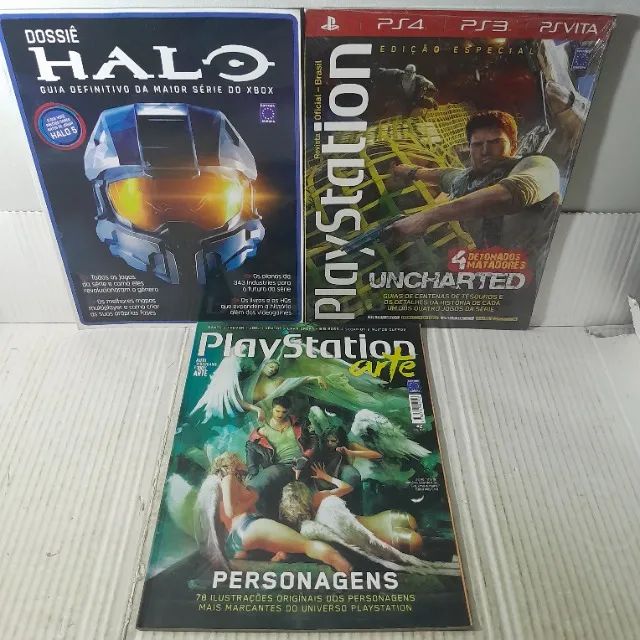 LOTE 03 REVISTA GAME ENCADERNADO ARTE, GUIA HALO E UNCHARTED DETONADO LACRADAS - EUROPA RJ