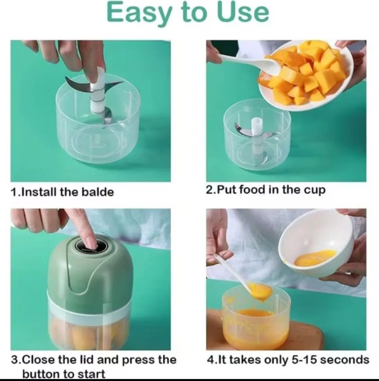 Mini Processador Elétrico de Alimentos - Foto 3