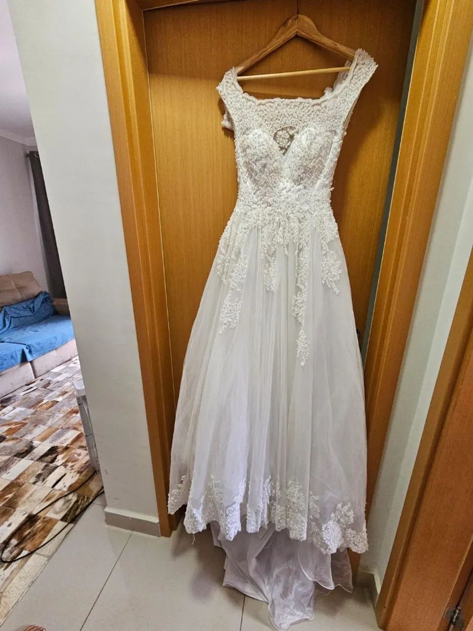 Vestido de Noiva Rendado com Detalhes em Pérolas - Foto 3
