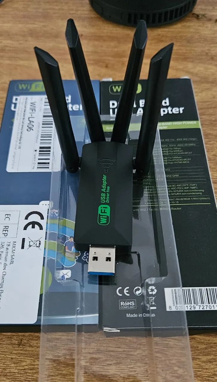 Adaptador USB 3.0 Wifi 1200mbps banda dupla 2.4g + 5ghz - 4 antenas - Entrega grátis JP