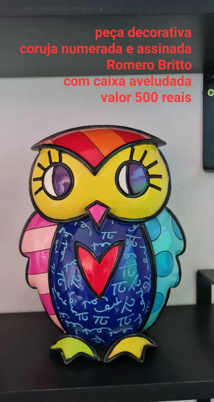 Coruja Decorativa Numerada Romero Britto