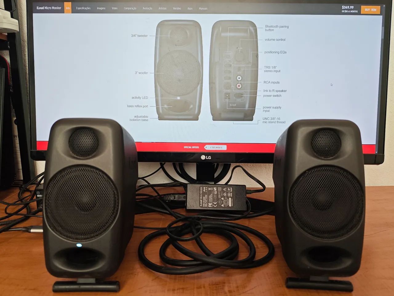 iLoud Micro Monitor de Referência para estúdios de Gravação Caixa de Som com Bluetooth