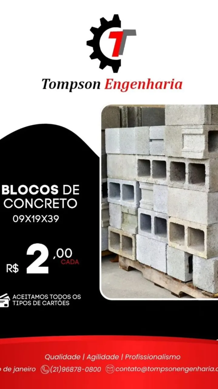 Blocos de Concreto 09x19x39 - R$ 2,00 cada