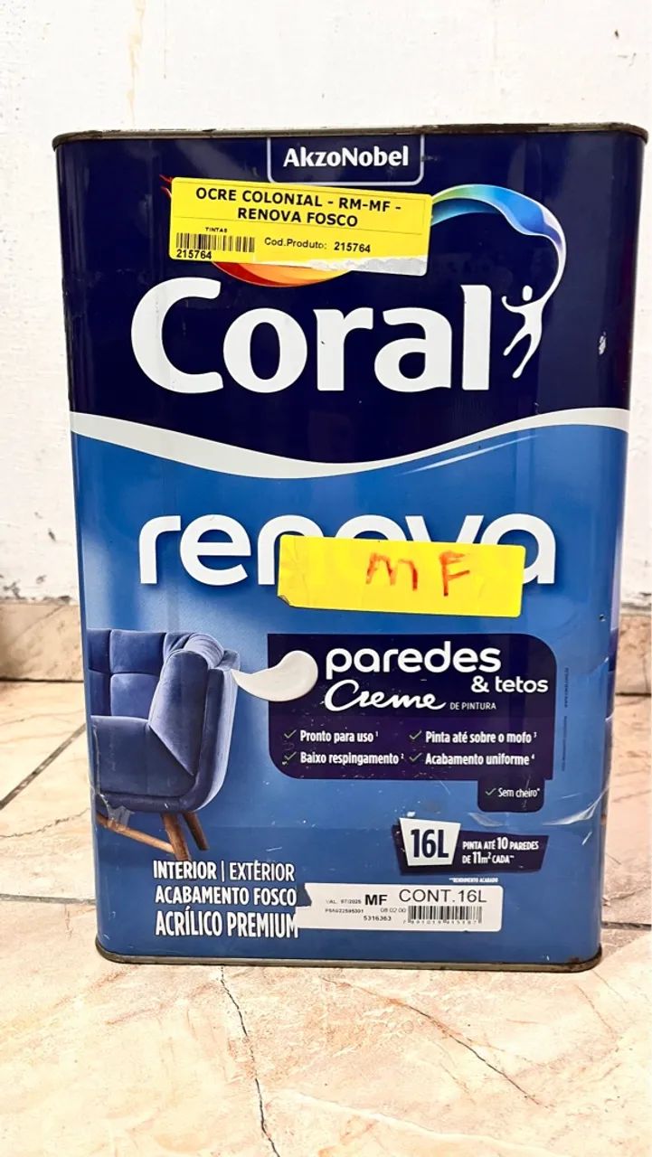 Tinta Coral Renova Fosco Ocre Colonial 16L