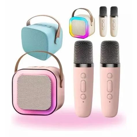 Caixa de som Karaoke portatil com 2 microfones
