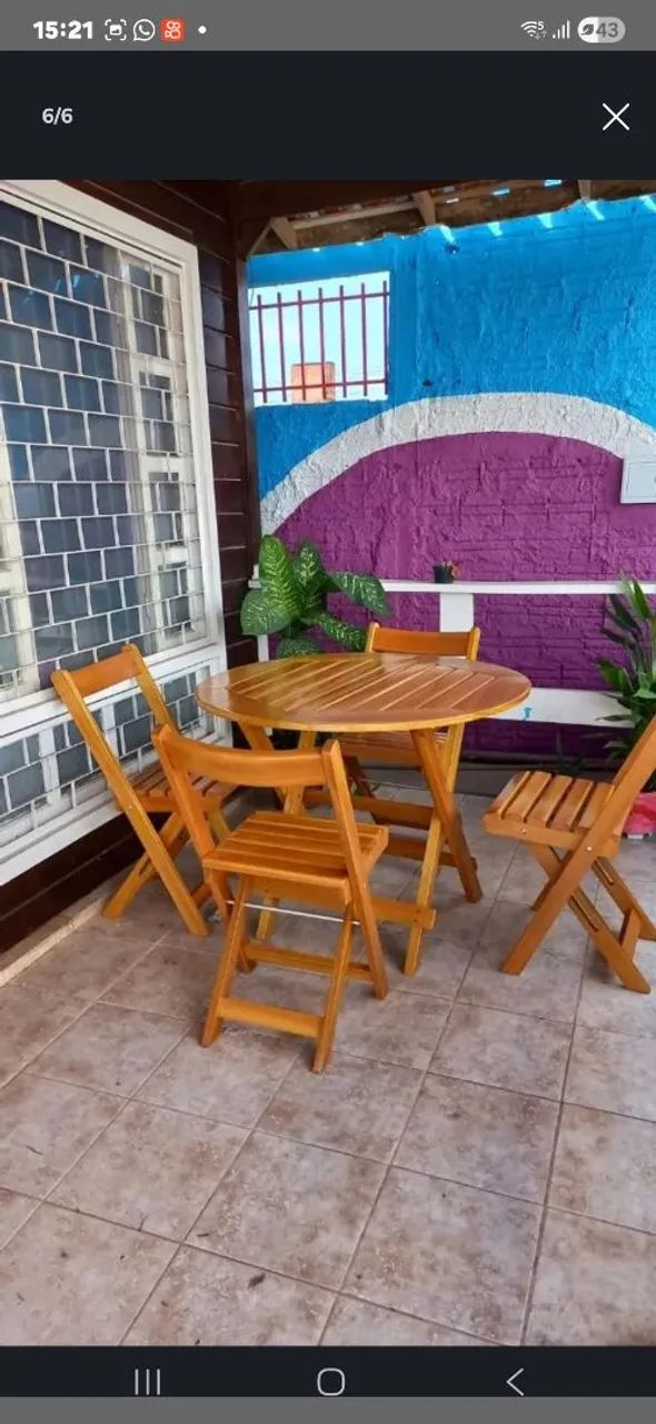 Promoção Mesa em madeira com 2 bancos - Foto 5