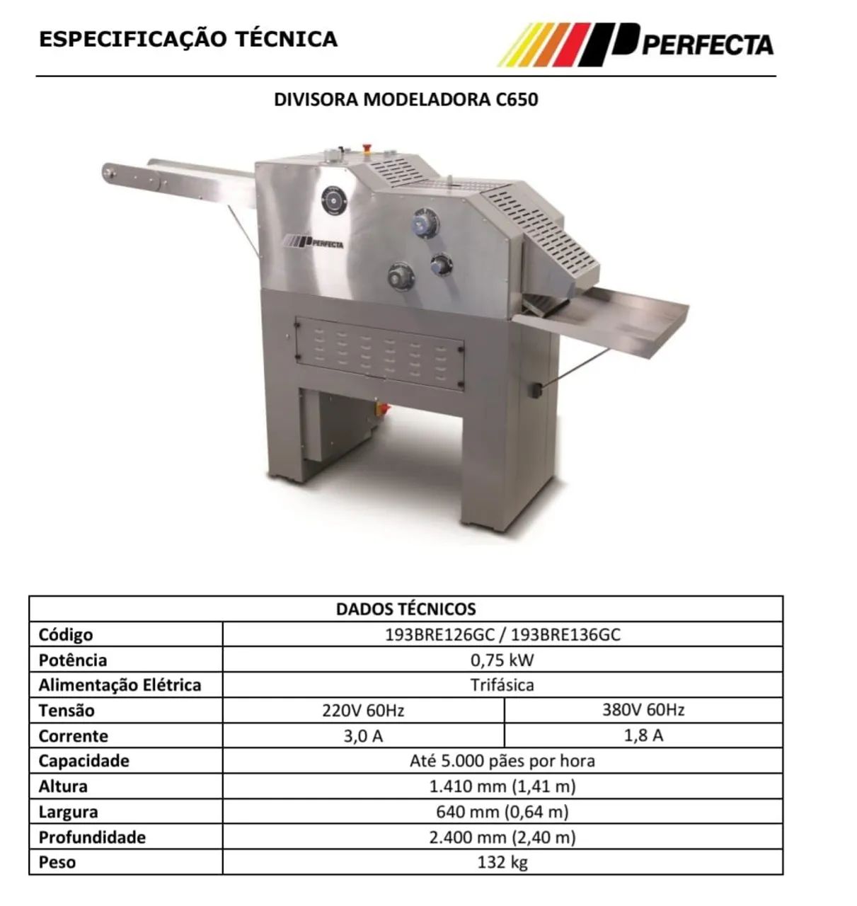 Divisora volumétrica Perfecta Curitiba c650, Máquina Industrial Perfeita Curitiba. pães, - Foto 2