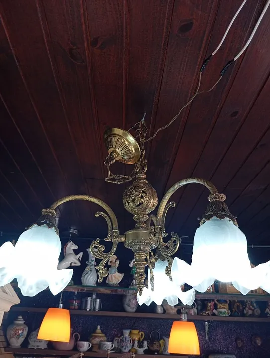 Lustre de bronze 3 Lâmpadas