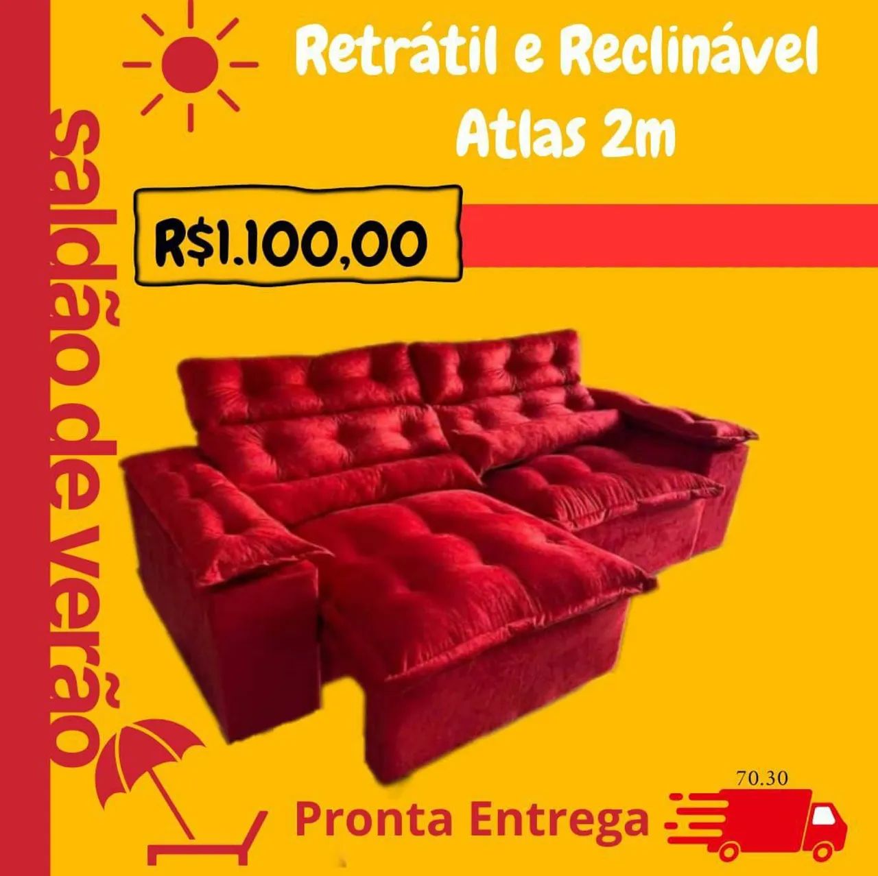Sofá Retrátil e Reclinável Atlas 2m - Pronta Entrega!
