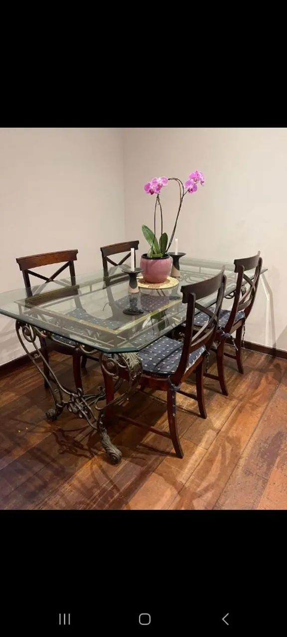 Mesa de jantar 4 lugares clássica com pé de ferro - Foto 5