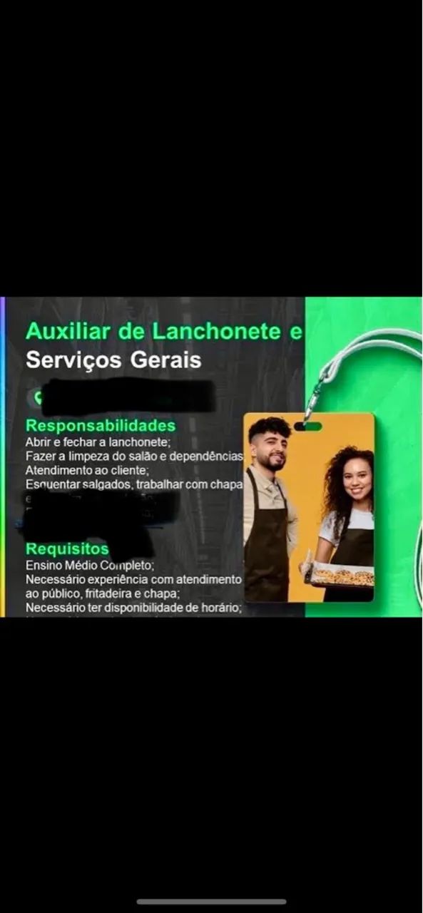 Auxiliar de Lanchonete e Serviços Gerais