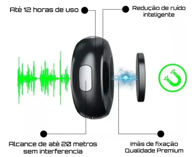 Microfone de Lapela Sem Fio Bluetooth Kit 2 Microfonones Abafamento de Ruído Até 10 Horas  - Foto 3