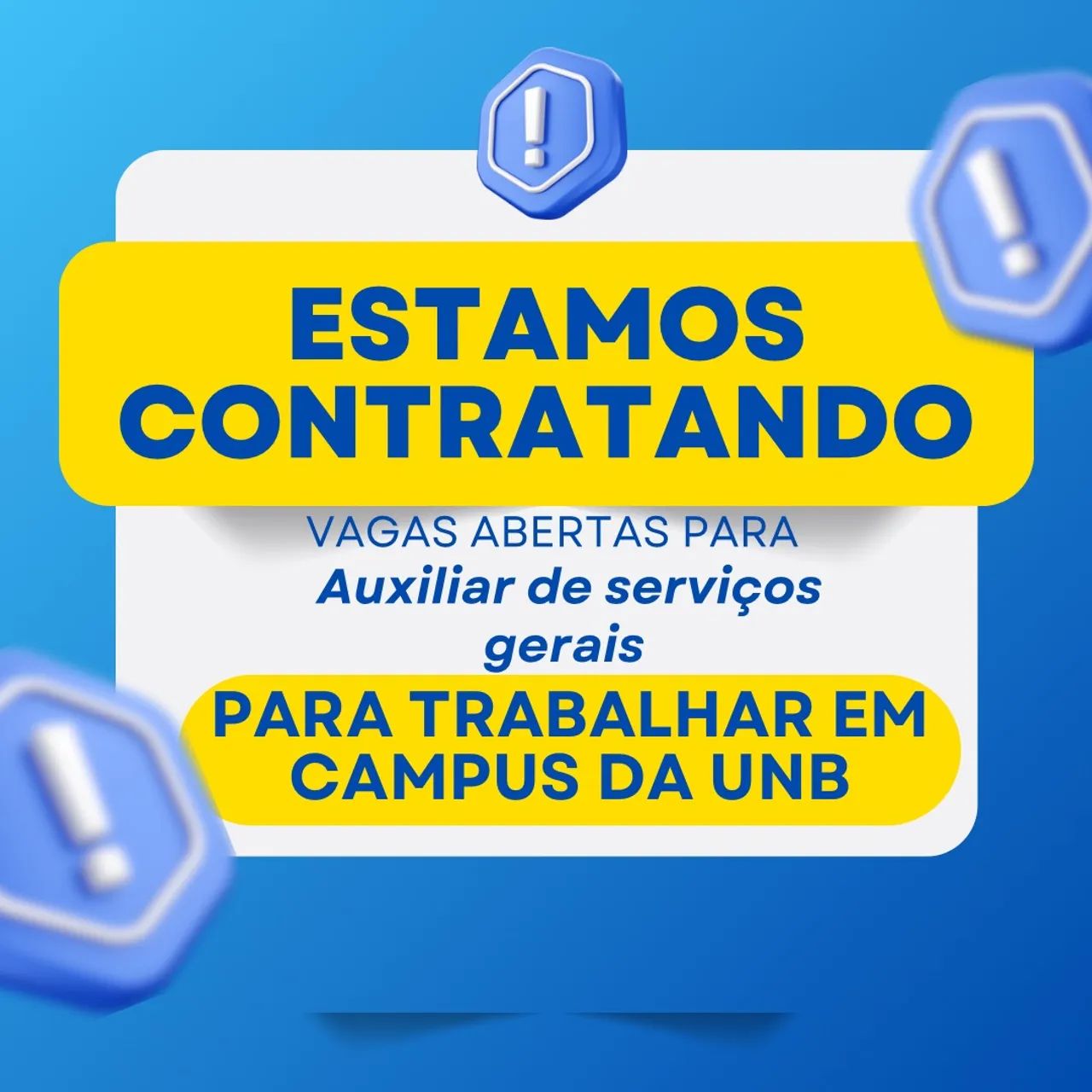 Vaga para auxiliar de serviço gerais - Vagas de emprego - Asa Norte ...