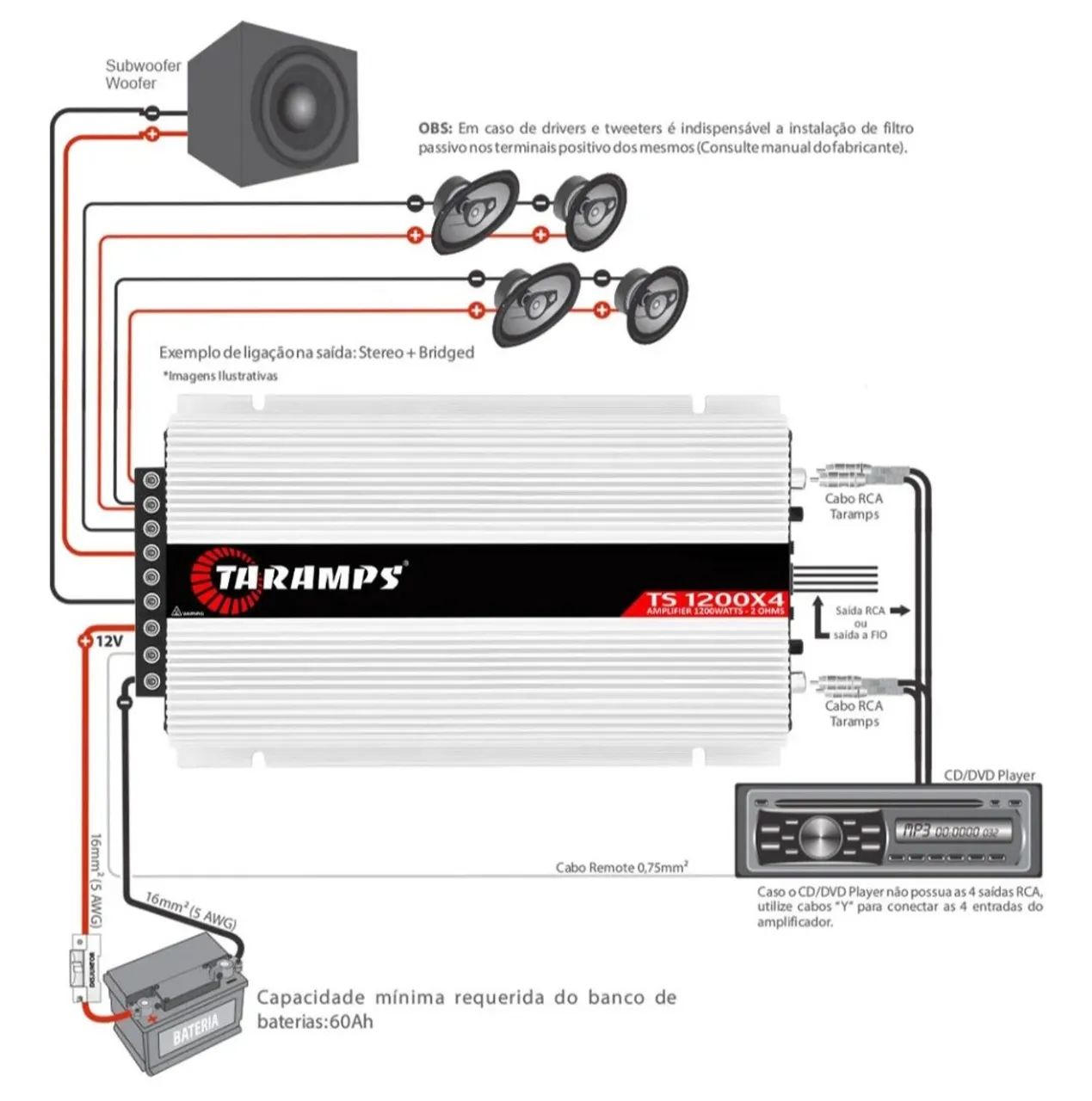 Módulo Taramps TS 1200 rms 4 canais