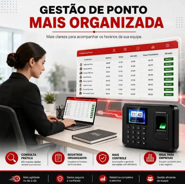 Relógio Ponto Biométrico - Tomate - Foto 4
