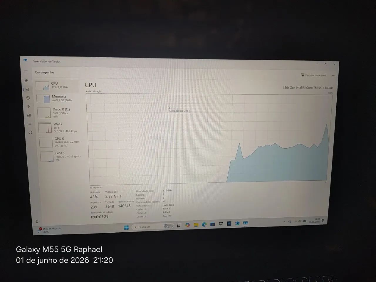 Notebook Acer Nitro V15 i5 13420H RTX 4050 6gb memória RAM DDR5 8gb  - Foto 4