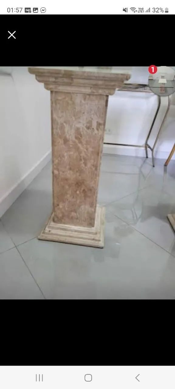 Mesa De Vidro Com Apoio Mármore Travertino. Só Retirada. - Foto 5
