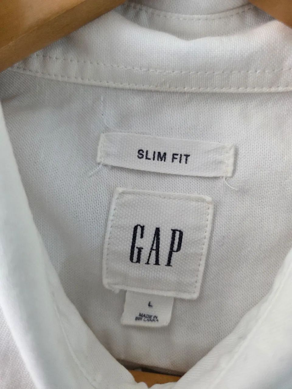 camisa oxford gap slim fit branca g - Foto 4