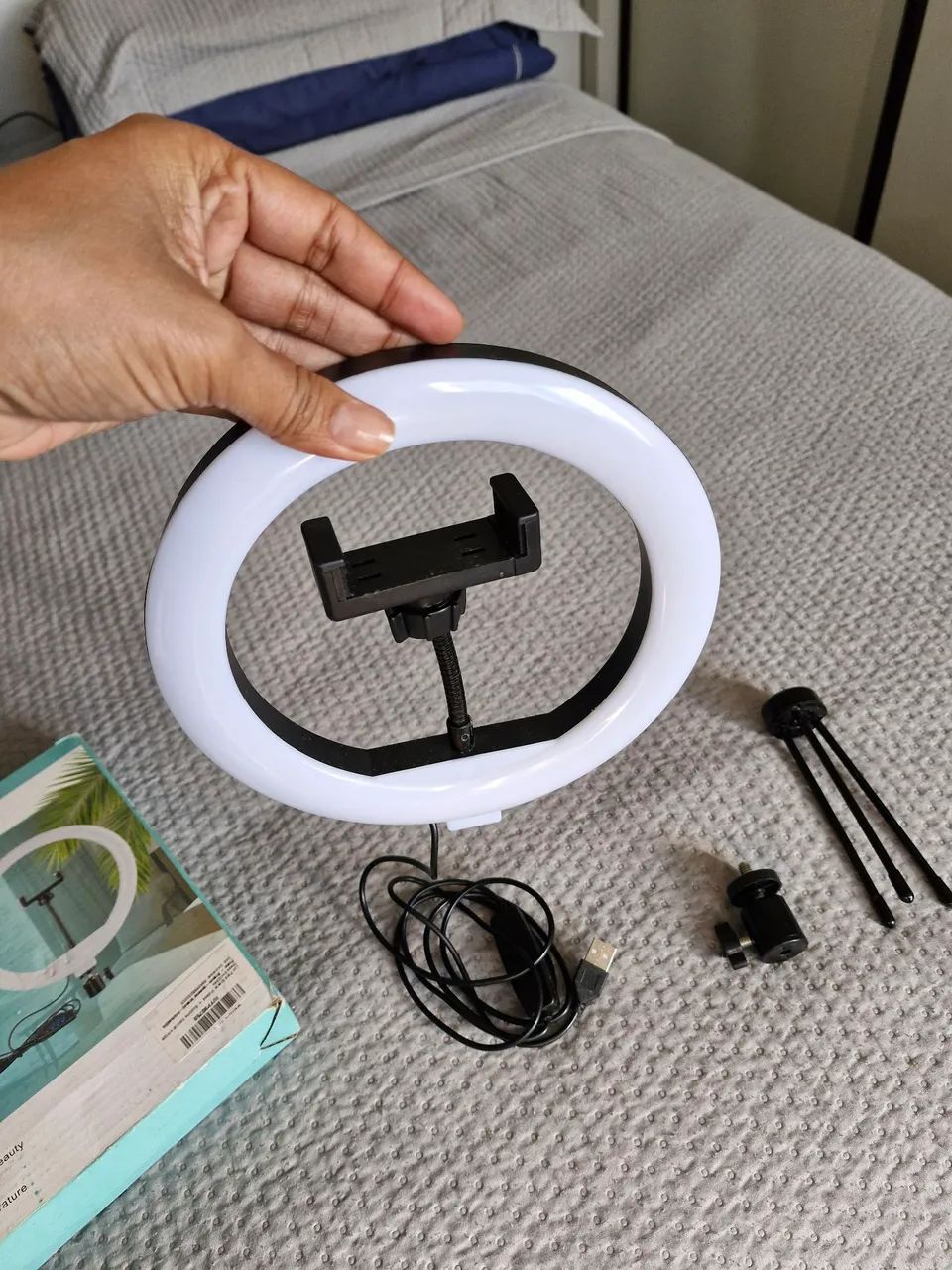 Ring Fill Light 8 polegadas - Luz para gravar vídeos + suporte celular + tripé de mesa - Foto 5